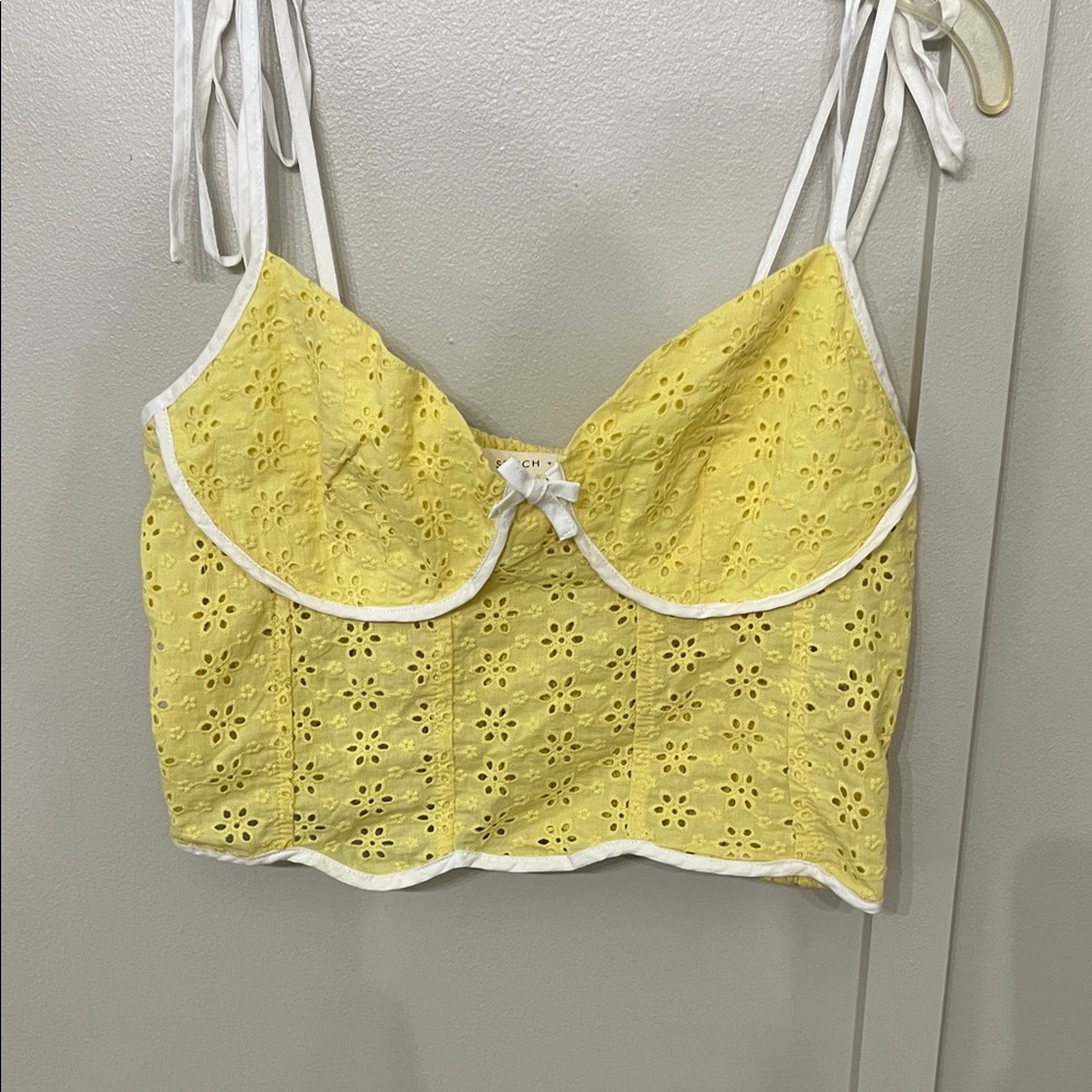 Sunny Yellow Eyelet Crop Top